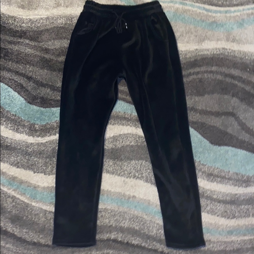 Black velvet joggers